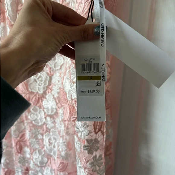 NWT | Calvin Klein | Pink Sheath Dress with Flutter Cap Sleeves - Picture 9 of 9